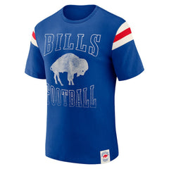 Buffalo Bills Darius Rucker Collection Distressed Throwback Shoulder Stripe T-Shirt | NFL Outlet