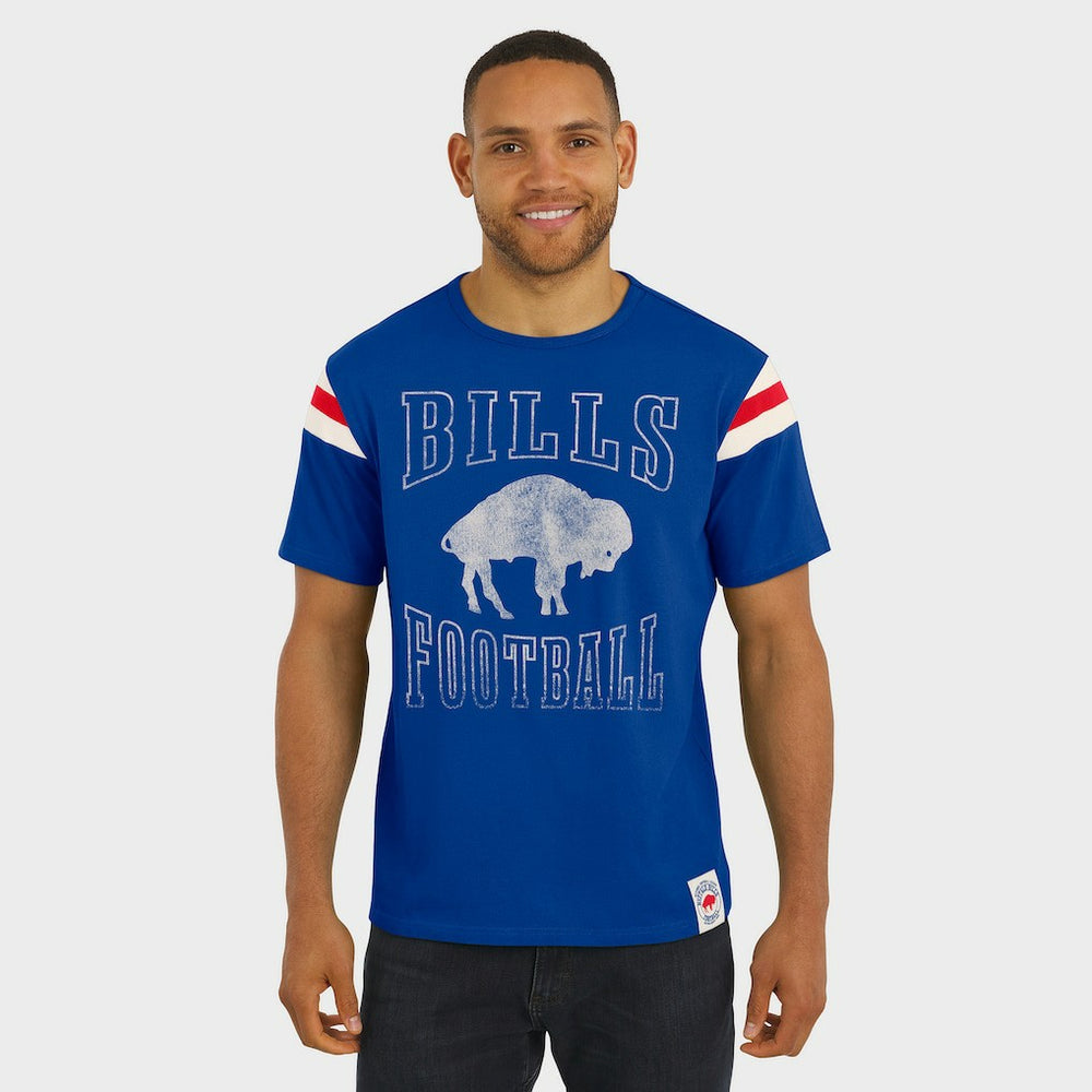 Buffalo Bills Darius Rucker Collection Distressed Throwback Shoulder Stripe T-Shirt | NFL Outlet
