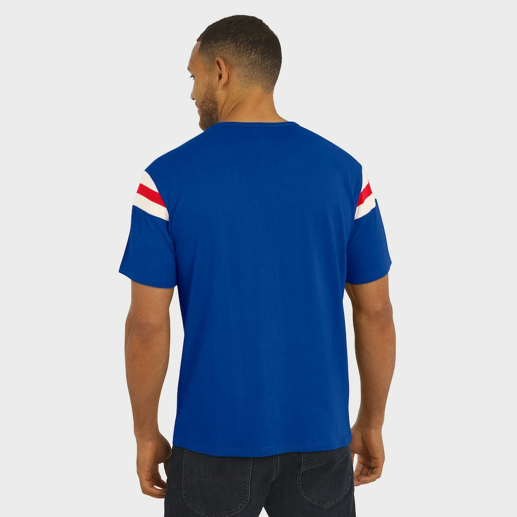 Buffalo Bills Darius Rucker Collection Distressed Throwback Shoulder Stripe T-Shirt | NFL Outlet