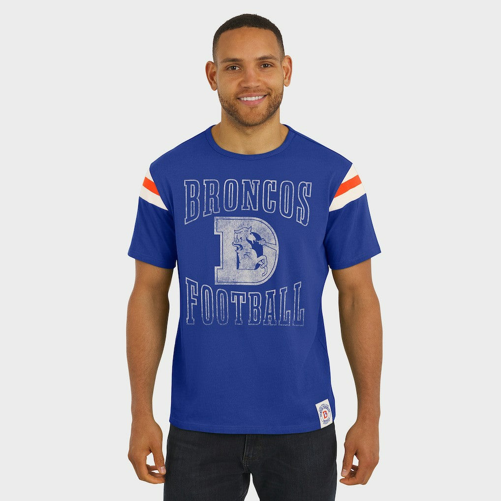 Denver Broncos Darius Rucker Collection Distressed Throwback Shoulder Stripe T-Shirt | NFL US