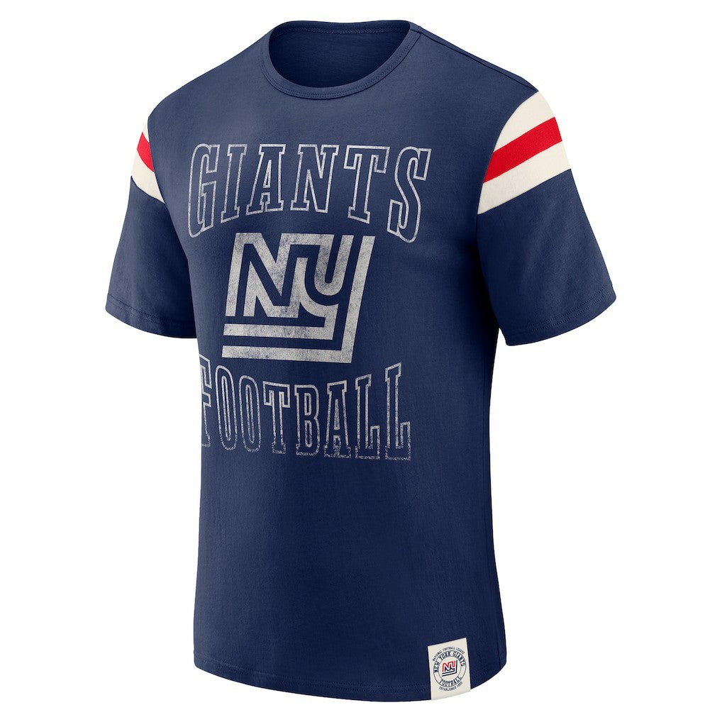 New York Giants Darius Rucker Collection Distressed Throwback Shoulder Stripe T-Shirt | NFL Online