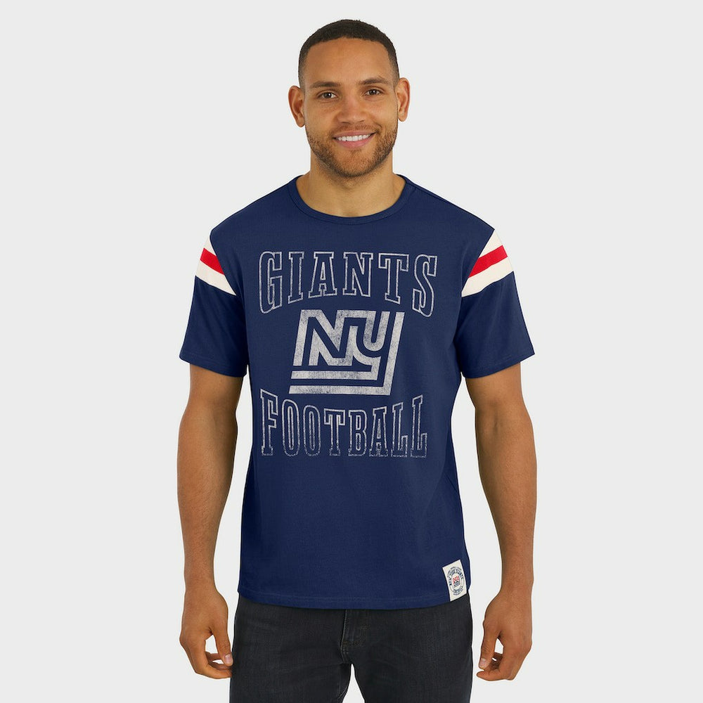 New York Giants Darius Rucker Collection Distressed Throwback Shoulder Stripe T-Shirt | NFL Online
