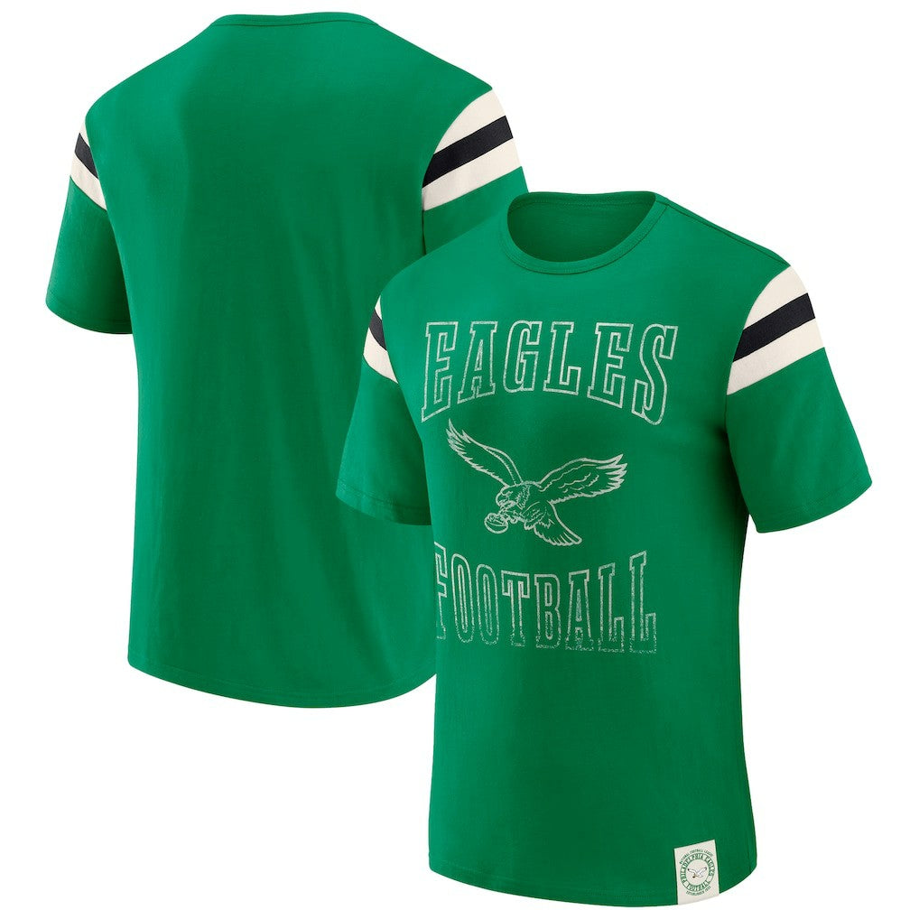 Philadelphia Eagles Darius Rucker Collection Distressed Throwback Shoulder Stripe T-Shirt | NFL Near me
