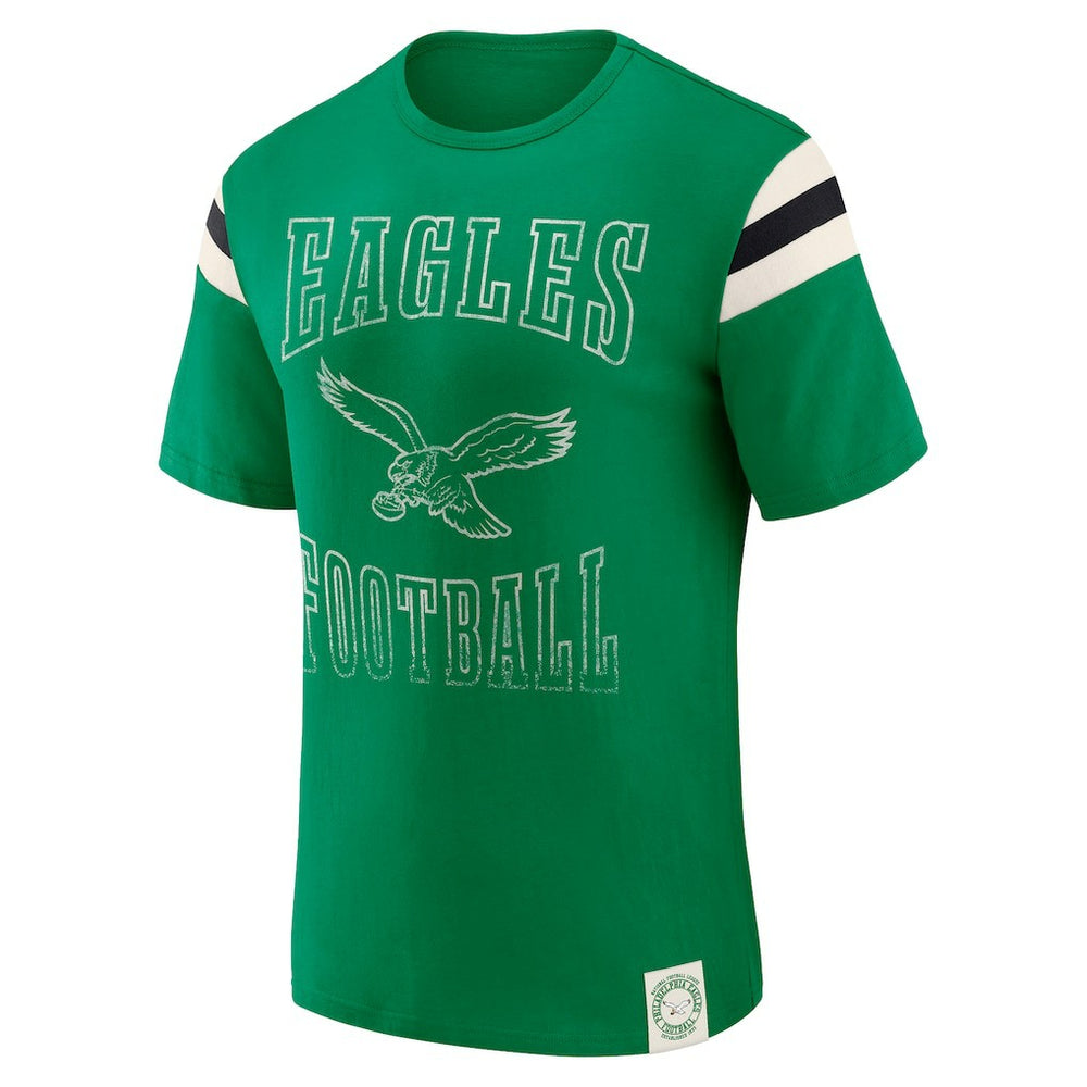 Philadelphia Eagles Darius Rucker Collection Distressed Throwback Shoulder Stripe T-Shirt | NFL Near me