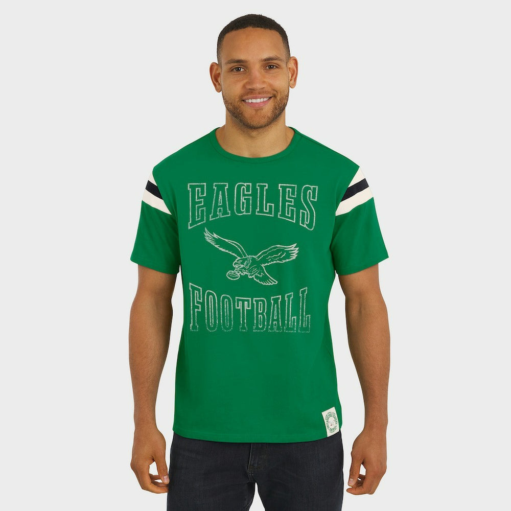 Philadelphia Eagles Darius Rucker Collection Distressed Throwback Shoulder Stripe T-Shirt | NFL Near me