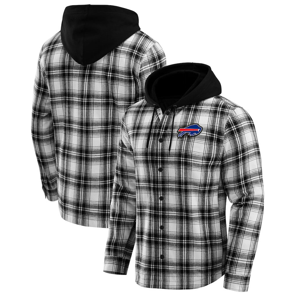 Buffalo Bills NFL x Darius Rucker Collection Plaid Flannel Quilted Full-Snap Hooded Shacket | NFL Sale