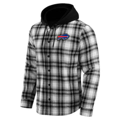 Buffalo Bills NFL x Darius Rucker Collection Plaid Flannel Quilted Full-Snap Hooded Shacket | NFL Sale