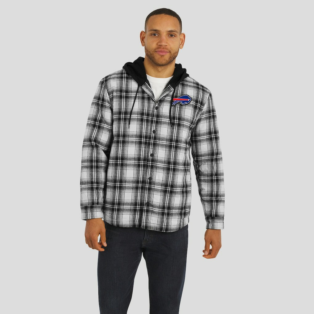 Buffalo Bills NFL x Darius Rucker Collection Plaid Flannel Quilted Full-Snap Hooded Shacket | NFL Sale