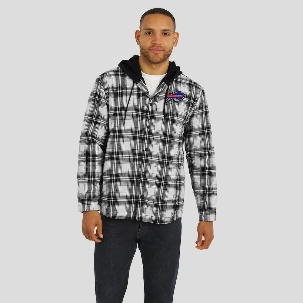 Buffalo Bills NFL x Darius Rucker Collection Plaid Flannel Quilted Full-Snap Hooded Shacket | NFL Sale
