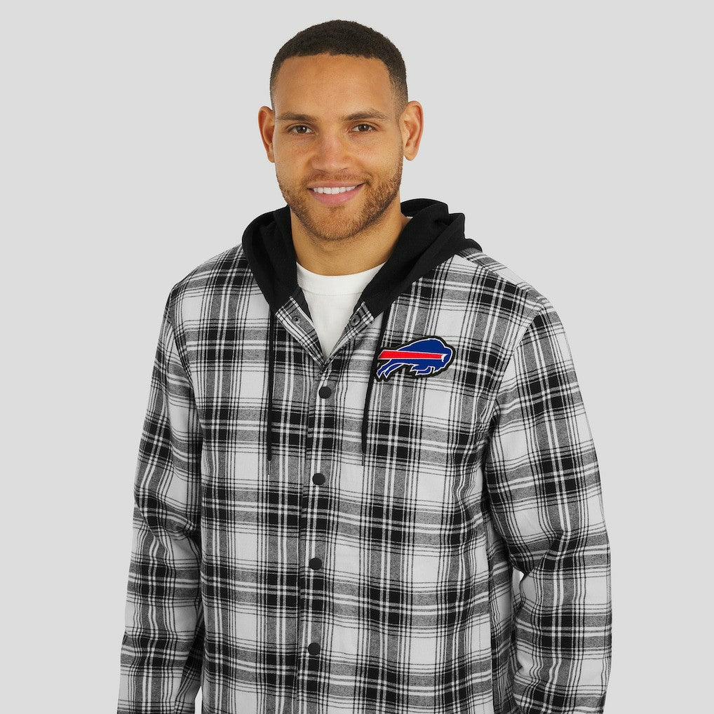 Buffalo Bills NFL x Darius Rucker Collection Plaid Flannel Quilted Full-Snap Hooded Shacket | NFL Sale