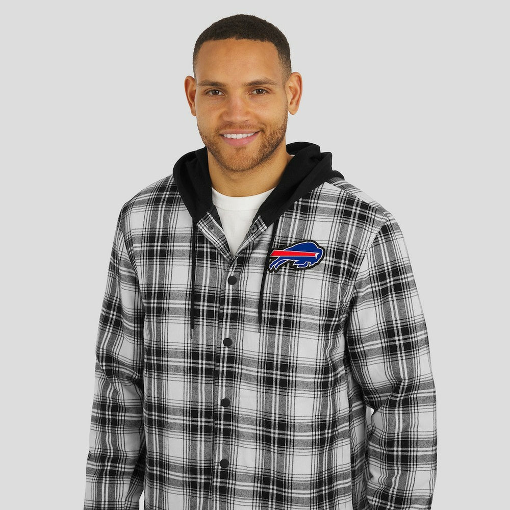 Buffalo Bills NFL x Darius Rucker Collection Plaid Flannel Quilted Full-Snap Hooded Shacket | NFL Sale