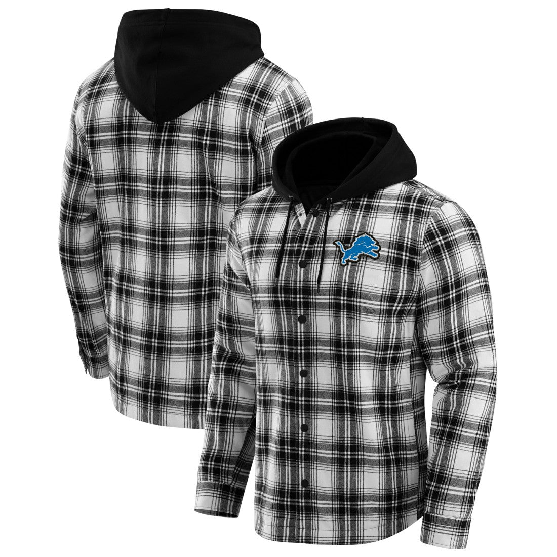 Detroit Lions NFL x Darius Rucker Collection Plaid Flannel Quilted Full-Snap Hooded Shacket | NFL Outlet
