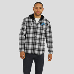Detroit Lions NFL x Darius Rucker Collection Plaid Flannel Quilted Full-Snap Hooded Shacket | NFL Outlet