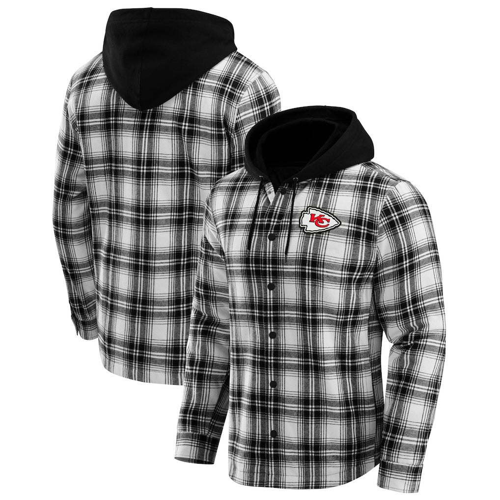 Kansas City Chiefs NFL x Darius Rucker Collection Plaid Flannel Quilted Full-Snap Hooded Shacket | NFL Discount