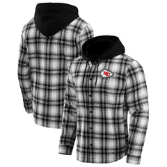Kansas City Chiefs NFL x Darius Rucker Collection Plaid Flannel Quilted Full-Snap Hooded Shacket | NFL Discount