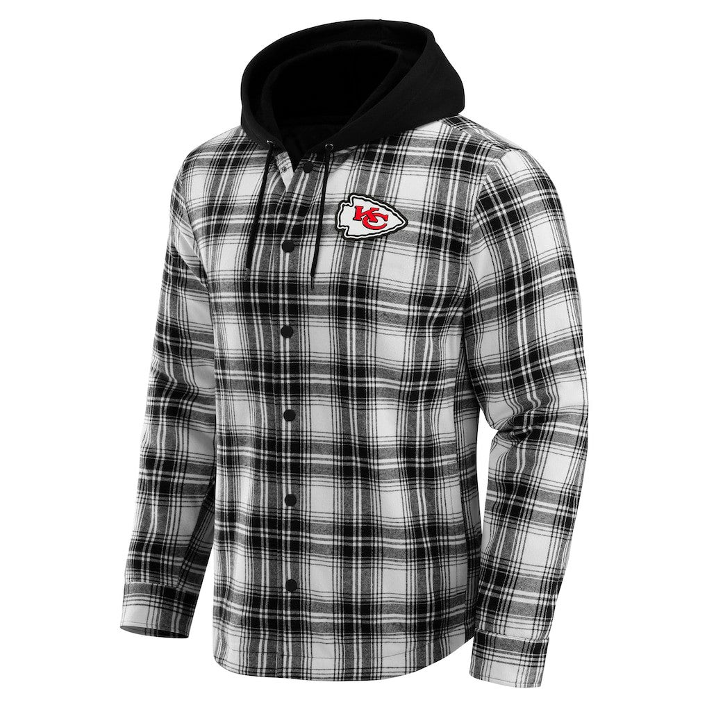 Kansas City Chiefs NFL x Darius Rucker Collection Plaid Flannel Quilted Full-Snap Hooded Shacket | NFL Discount