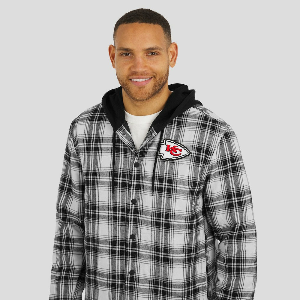 Kansas City Chiefs NFL x Darius Rucker Collection Plaid Flannel Quilted Full-Snap Hooded Shacket | NFL Discount