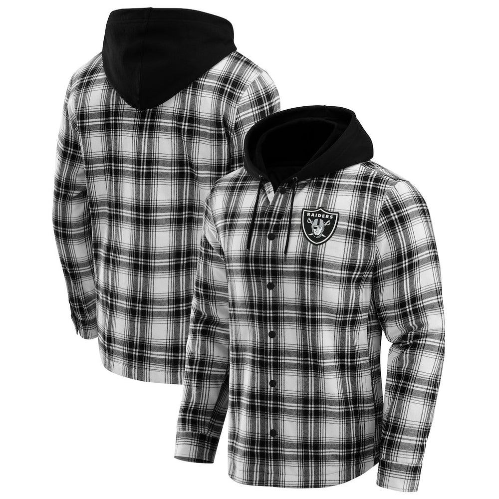 Las Vegas Raiders NFL x Darius Rucker Collection Plaid Flannel Quilted Full-Snap Hooded Shacket | NFL Discount
