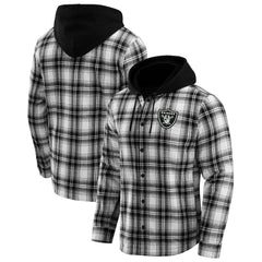 Las Vegas Raiders NFL x Darius Rucker Collection Plaid Flannel Quilted Full-Snap Hooded Shacket | NFL Discount
