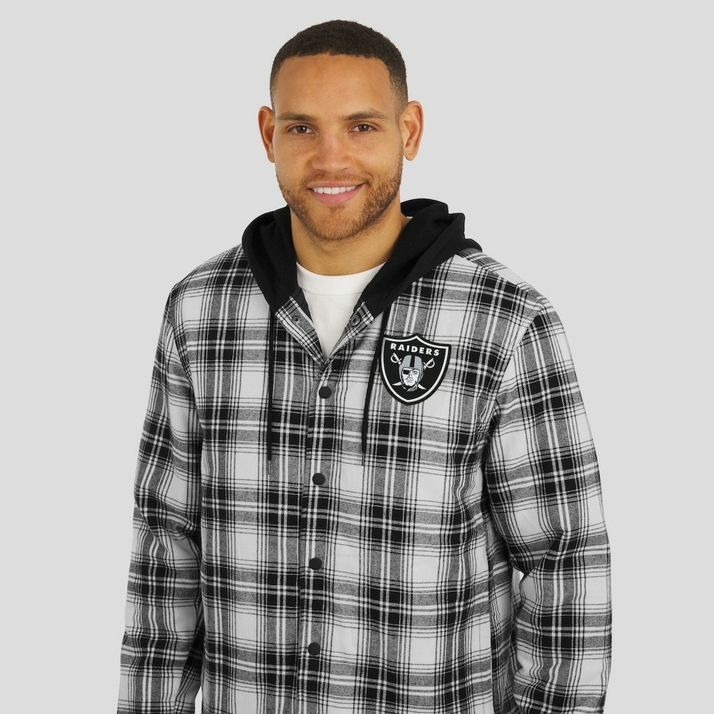 Las Vegas Raiders NFL x Darius Rucker Collection Plaid Flannel Quilted Full-Snap Hooded Shacket | NFL Discount