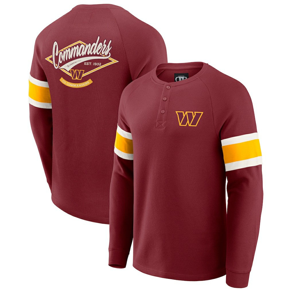 Washington Commanders Darius Rucker Collection Waffle-Knit Raglan Long Sleeve Henley T-Shirt | NFL Sale