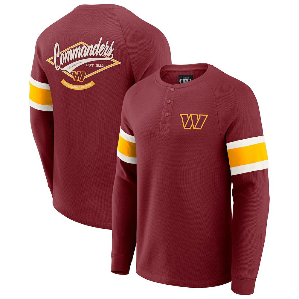 Washington Commanders Darius Rucker Collection Waffle-Knit Raglan Long Sleeve Henley T-Shirt | NFL Sale