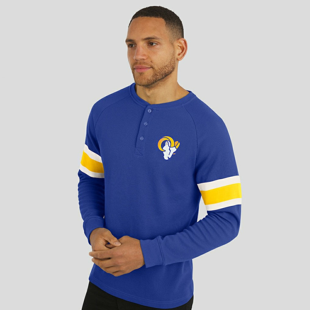 Los Angeles Rams Darius Rucker Collection Waffle-Knit Raglan Long Sleeve Henley T-Shirt | NFL Discount