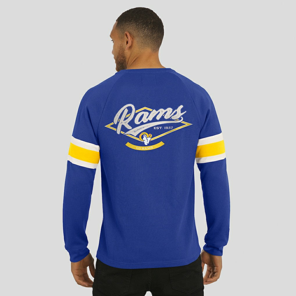 Los Angeles Rams Darius Rucker Collection Waffle-Knit Raglan Long Sleeve Henley T-Shirt | NFL Discount