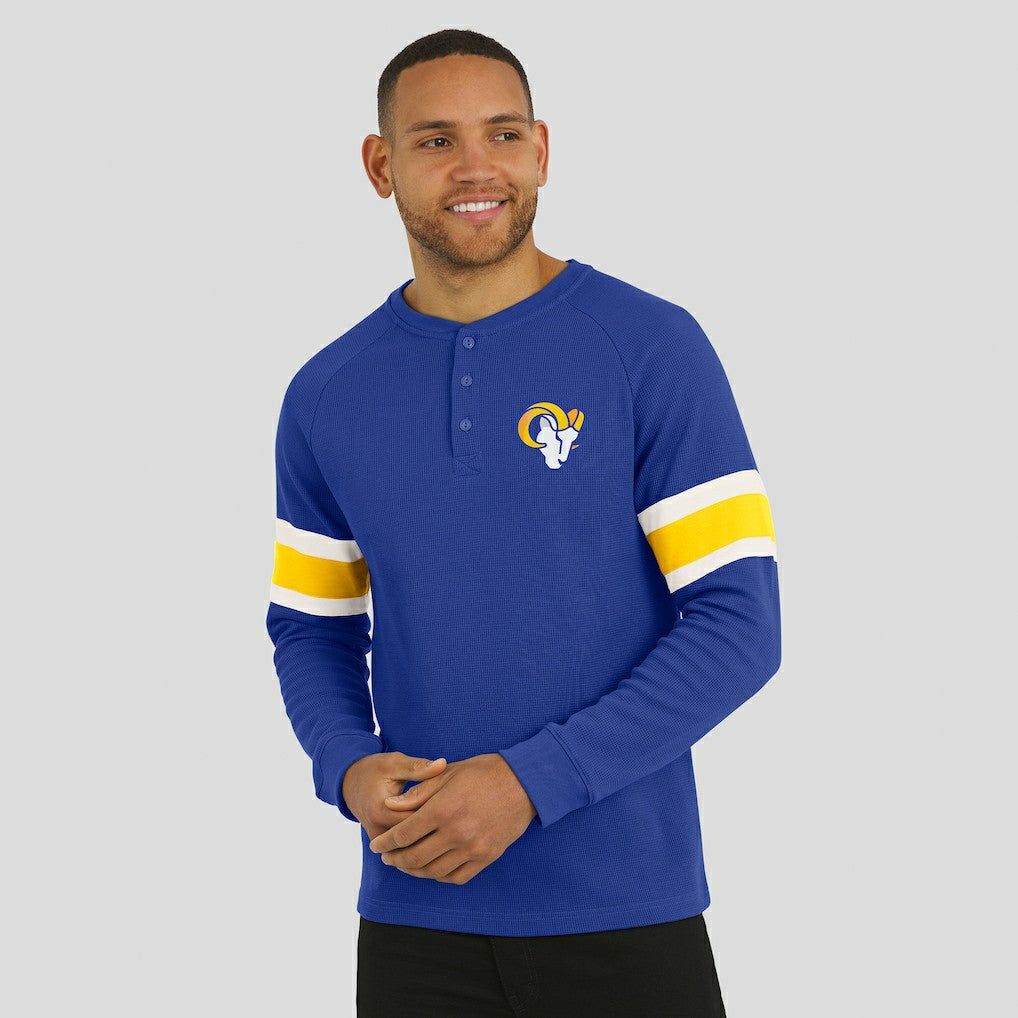 Los Angeles Rams Darius Rucker Collection Waffle-Knit Raglan Long Sleeve Henley T-Shirt | NFL Discount