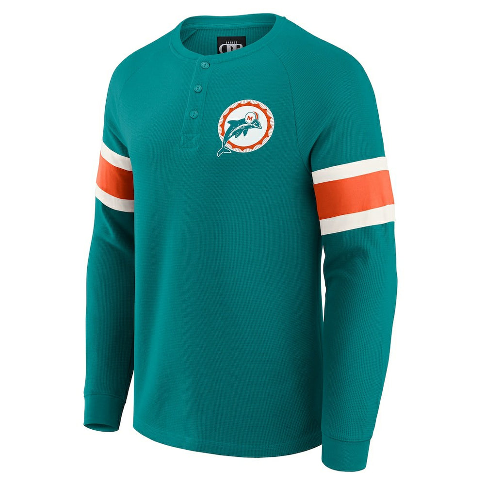 Miami Dolphins Darius Rucker Collection Waffle-Knit Raglan Long Sleeve Henley T-Shirt | NFL Sale