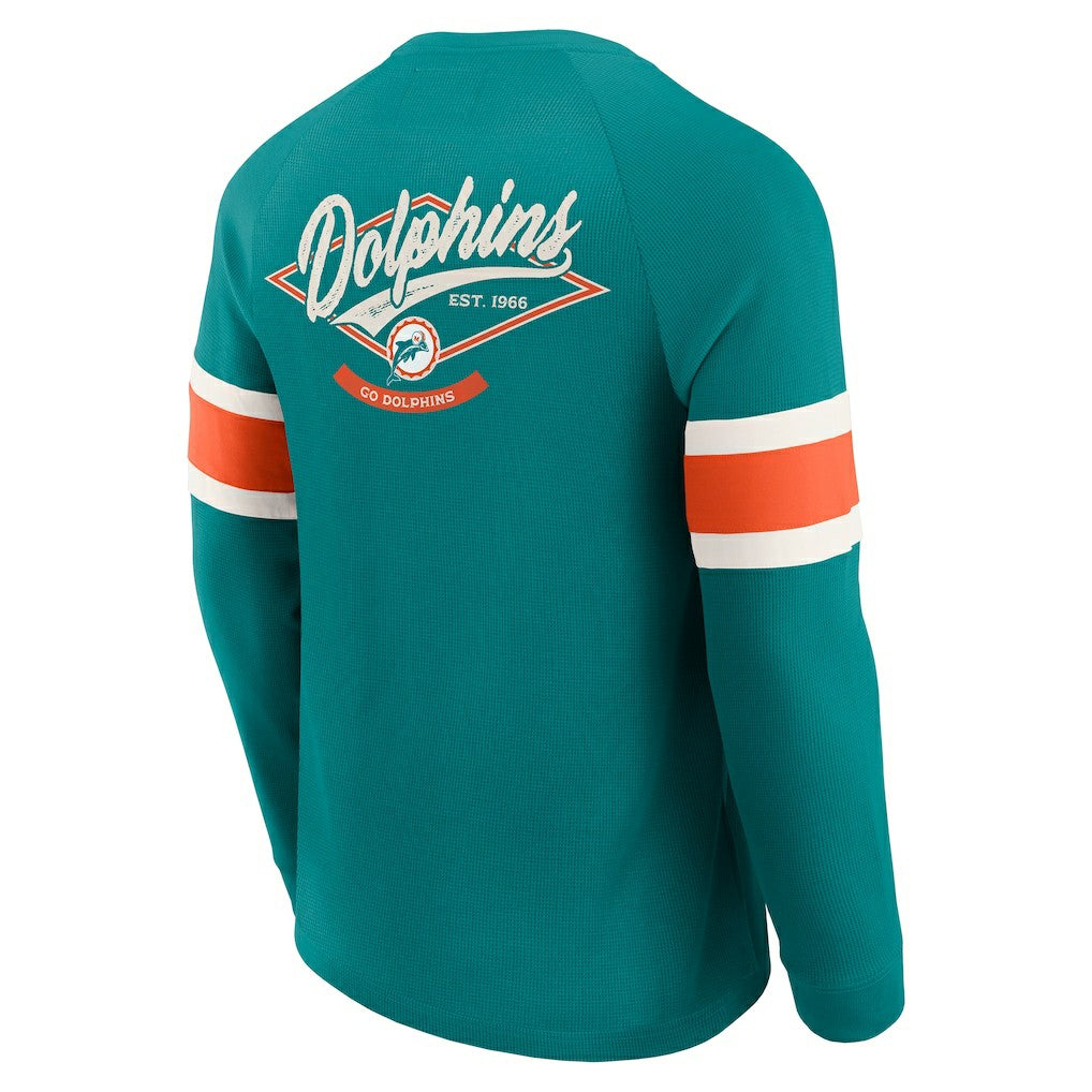 Miami Dolphins Darius Rucker Collection Waffle-Knit Raglan Long Sleeve Henley T-Shirt | NFL Sale