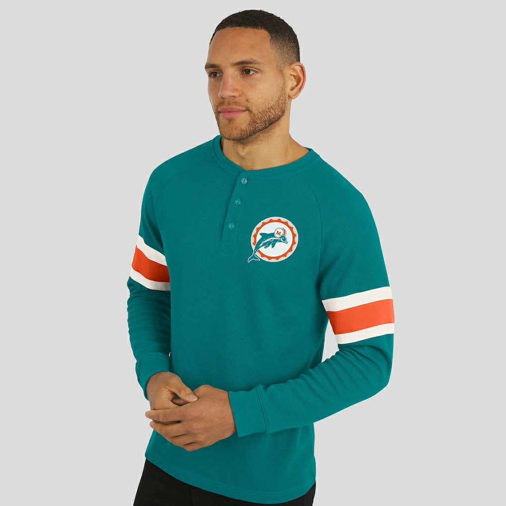 Miami Dolphins Darius Rucker Collection Waffle-Knit Raglan Long Sleeve Henley T-Shirt | NFL Sale