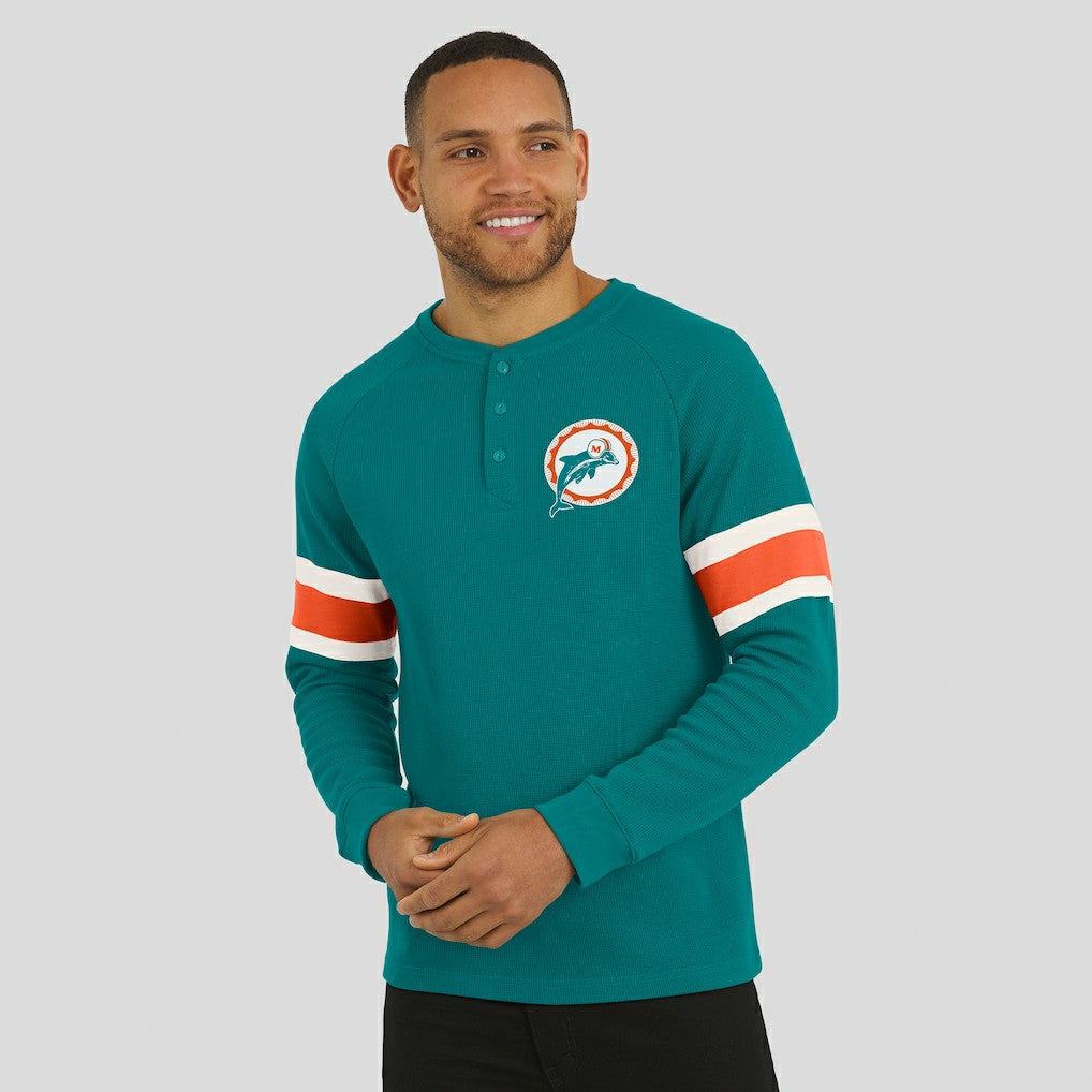 Miami Dolphins Darius Rucker Collection Waffle-Knit Raglan Long Sleeve Henley T-Shirt | NFL Sale