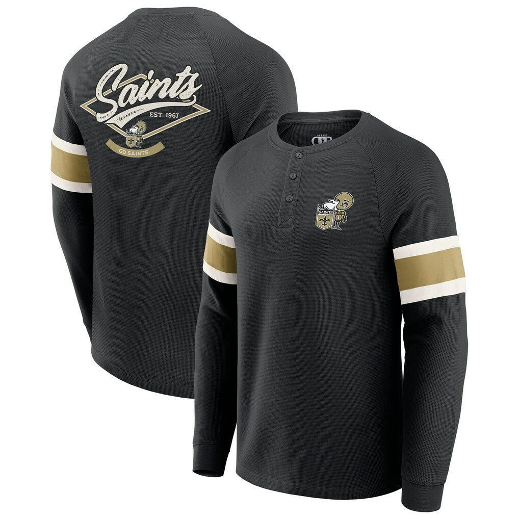 New Orleans Saints Darius Rucker Collection Waffle-Knit Raglan Long Sleeve Henley T-Shirt | NFL Hot