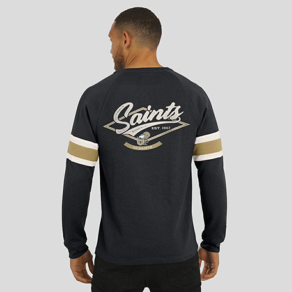 New Orleans Saints Darius Rucker Collection Waffle-Knit Raglan Long Sleeve Henley T-Shirt | NFL Hot