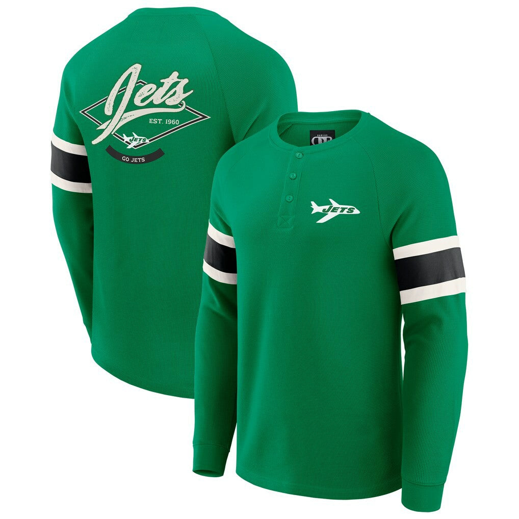 New York Jets Darius Rucker Collection Waffle-Knit Raglan Long Sleeve Henley T-Shirt | NFL Online