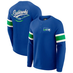 Seattle Seahawks Darius Rucker Collection Waffle-Knit Raglan Long Sleeve Henley T-Shirt | NFL New