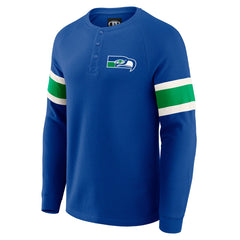 Seattle Seahawks Darius Rucker Collection Waffle-Knit Raglan Long Sleeve Henley T-Shirt | NFL New