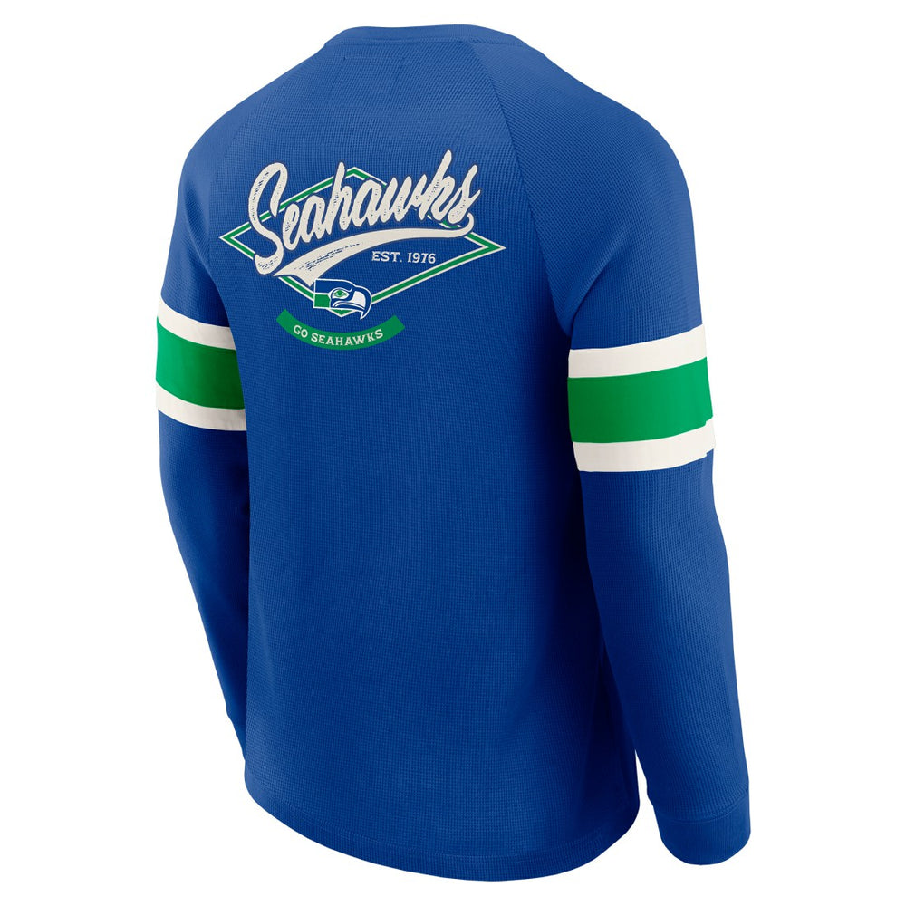 Seattle Seahawks Darius Rucker Collection Waffle-Knit Raglan Long Sleeve Henley T-Shirt | NFL New