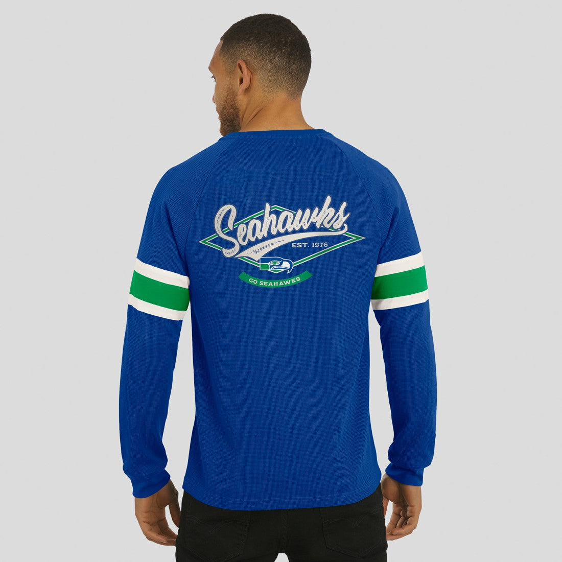 Seattle Seahawks Darius Rucker Collection Waffle-Knit Raglan Long Sleeve Henley T-Shirt | NFL New