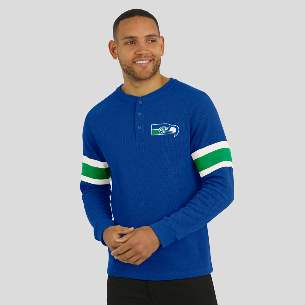 Seattle Seahawks Darius Rucker Collection Waffle-Knit Raglan Long Sleeve Henley T-Shirt | NFL New