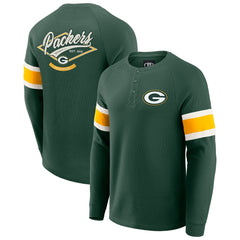 Green Bay Packers Darius Rucker Collection Waffle-Knit Raglan Long Sleeve Henley T-Shirt | NFL Outlet