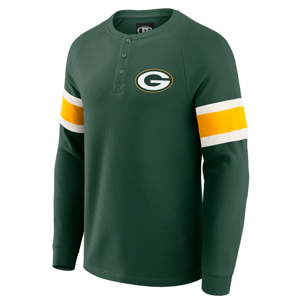 Green Bay Packers Darius Rucker Collection Waffle-Knit Raglan Long Sleeve Henley T-Shirt | NFL Outlet
