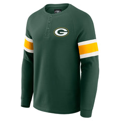 Green Bay Packers Darius Rucker Collection Waffle-Knit Raglan Long Sleeve Henley T-Shirt | NFL Outlet