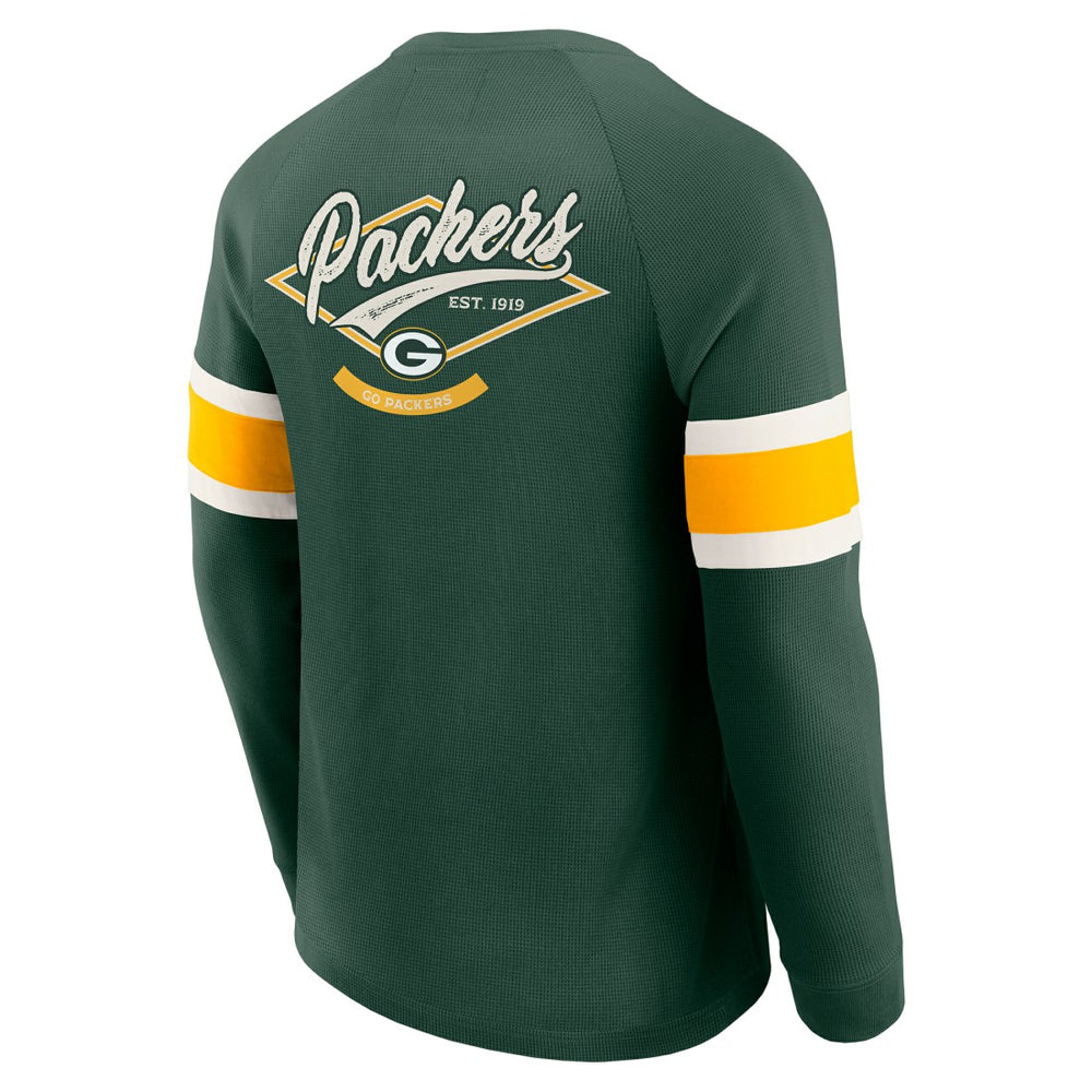 Green Bay Packers Darius Rucker Collection Waffle-Knit Raglan Long Sleeve Henley T-Shirt | NFL Outlet