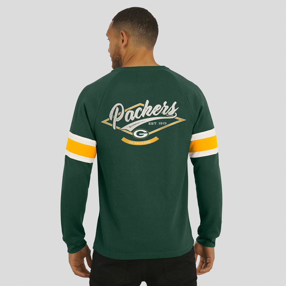 Green Bay Packers Darius Rucker Collection Waffle-Knit Raglan Long Sleeve Henley T-Shirt | NFL Outlet
