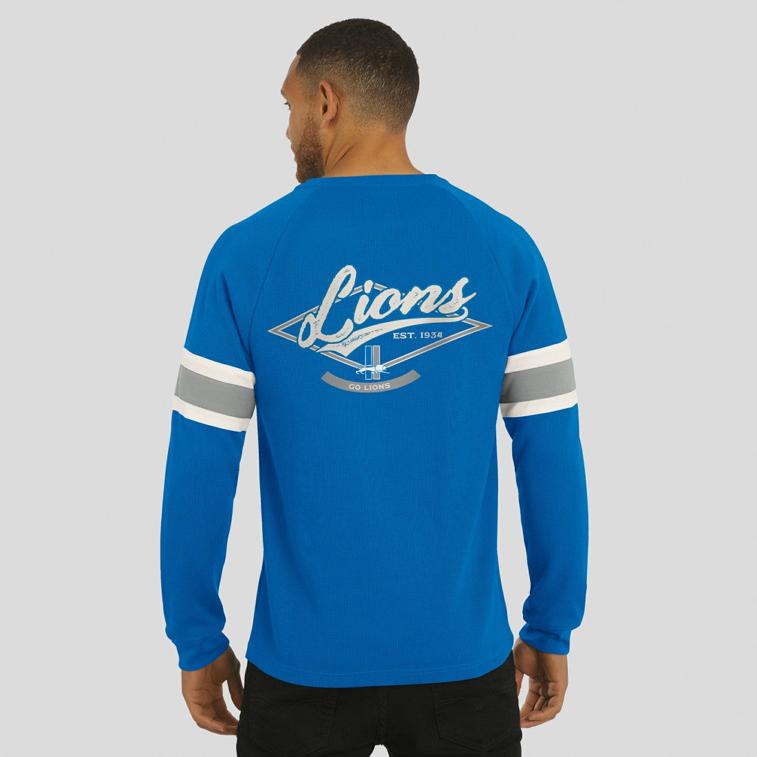 Detroit Lions Darius Rucker Collection Waffle-Knit Raglan Long Sleeve Henley T-Shirt | NFL US