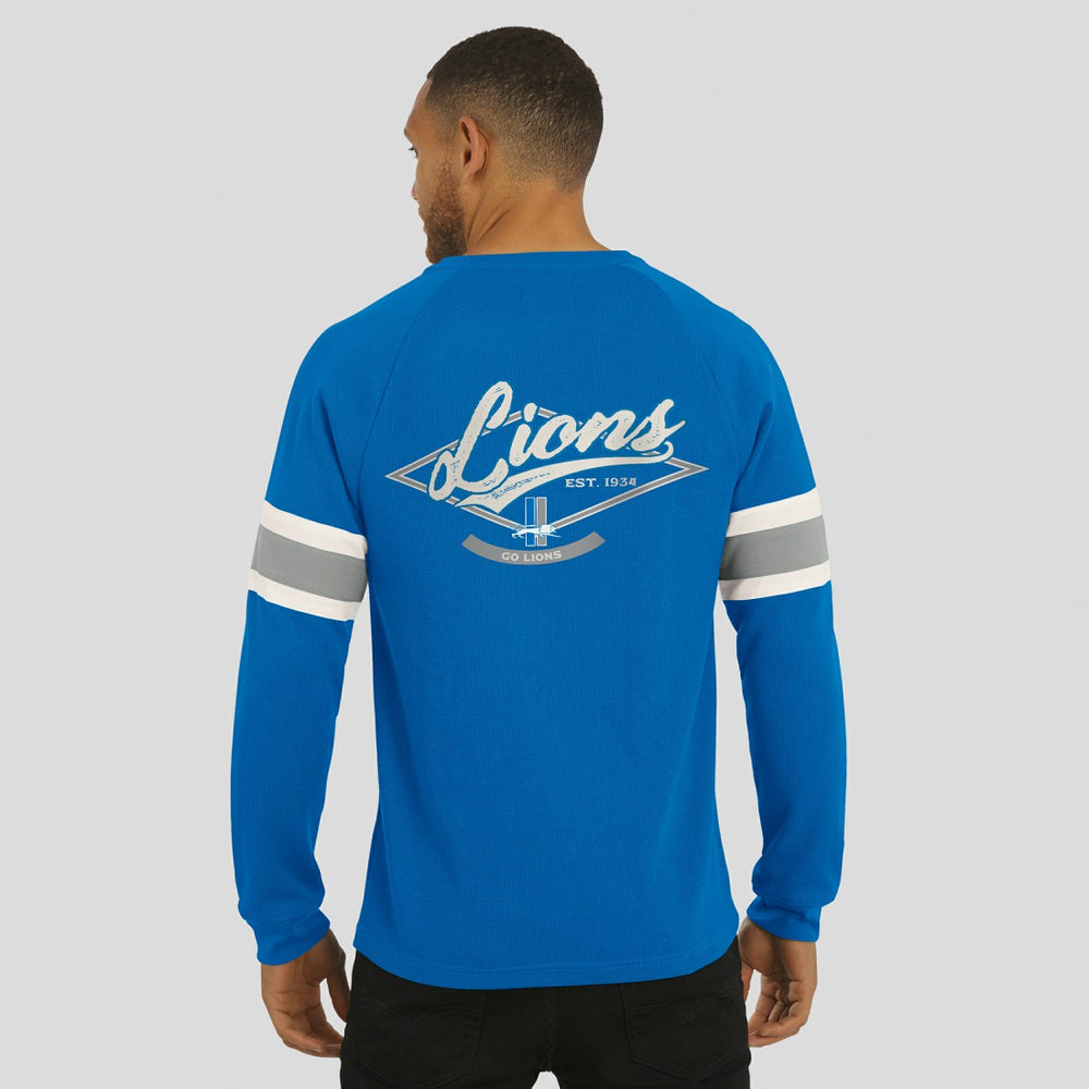 Detroit Lions Darius Rucker Collection Waffle-Knit Raglan Long Sleeve Henley T-Shirt | NFL US