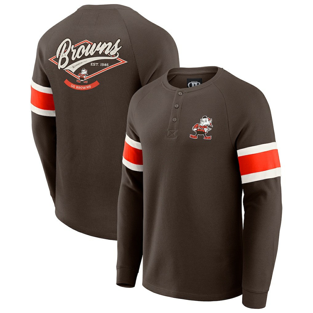 Cleveland Browns Darius Rucker Collection Waffle-Knit Raglan Long Sleeve Henley T-Shirt | NFL New