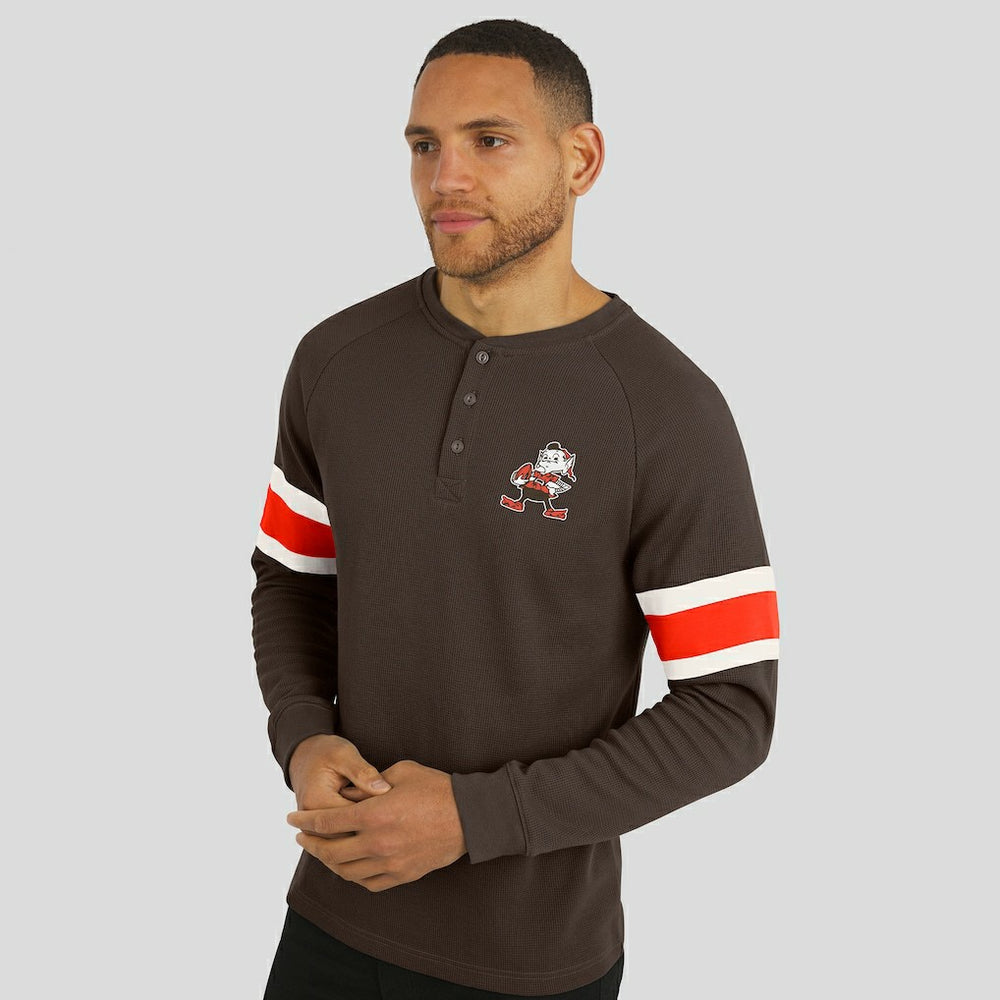 Cleveland Browns Darius Rucker Collection Waffle-Knit Raglan Long Sleeve Henley T-Shirt | NFL New